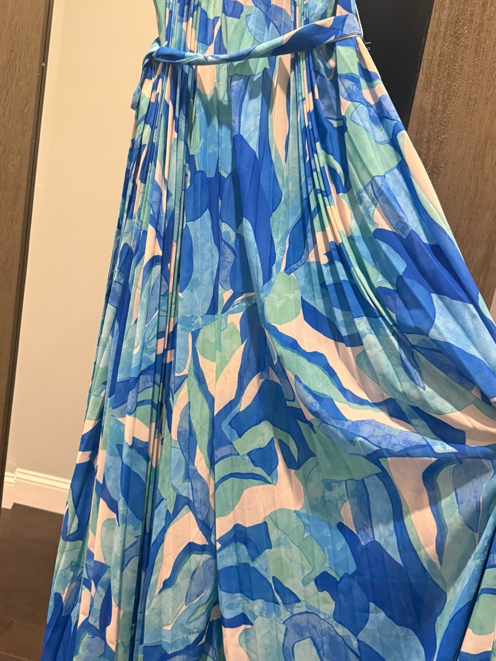 Flying Tomato Blue & Cream Abstract halter jumpsuit